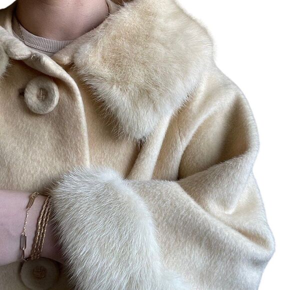 Vintage Stevens Forstmann Womens Cream Camel Bell Sleeve Trench Coat Sz M - Picture 11 of 13